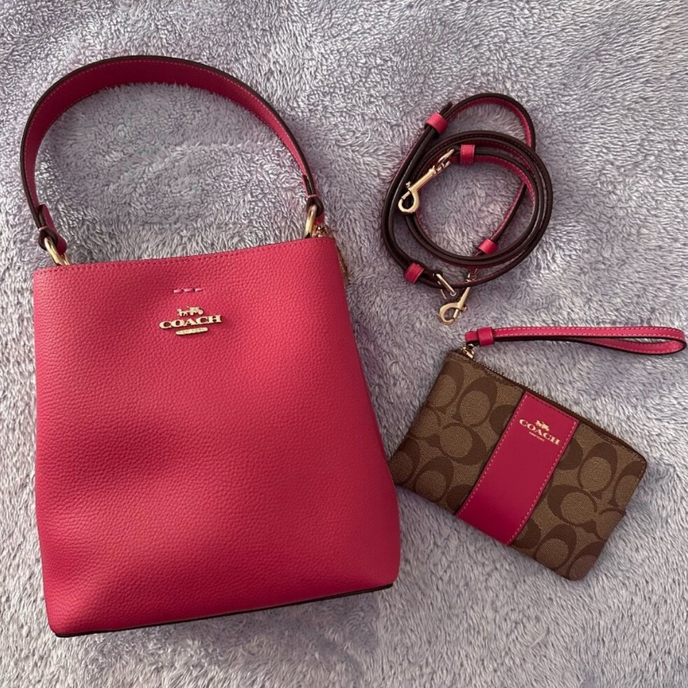 NWOT Coach Small Town Bucket Bag & Wristlet